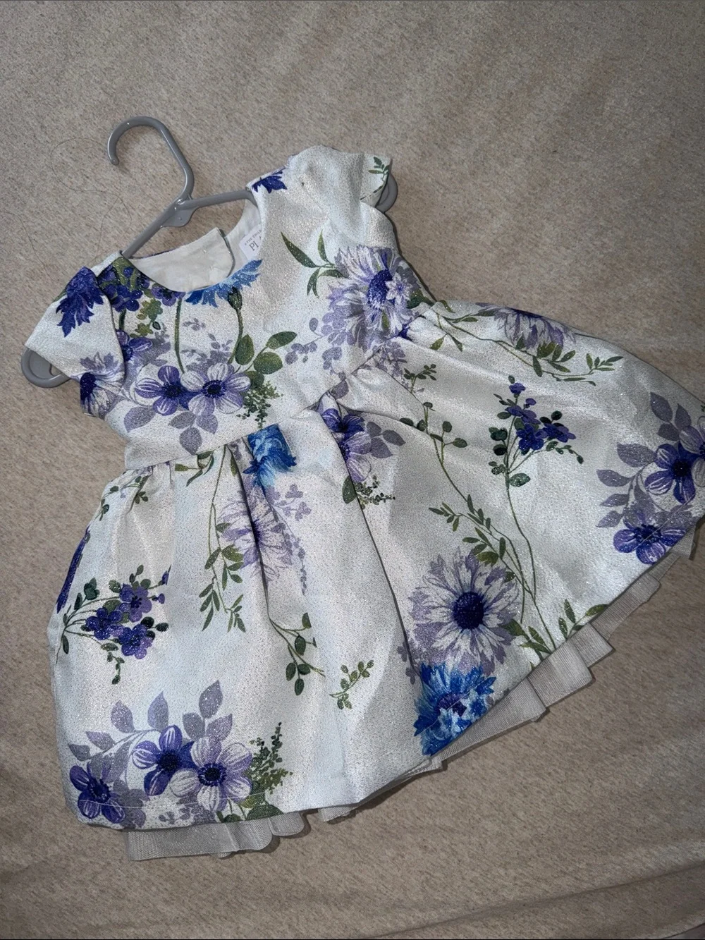 The Children's Place White Dress with Purple & Blue Floral Print